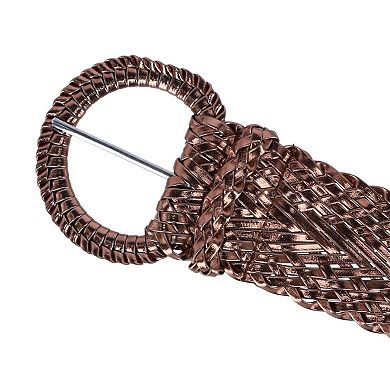 CTM Women's Braided Wide Belt with Matching Buckle