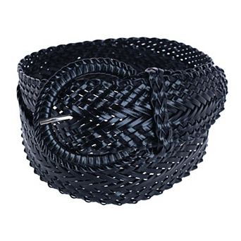 CTM Women's Braided Wide Belt with Matching Buckle
