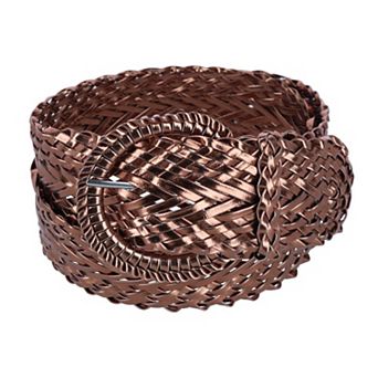 CTM Women's Braided Wide Belt with Matching Buckle