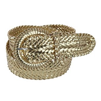 CTM Women's Braided Wide Belt with Matching Buckle