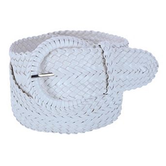 CTM Women's Braided Wide Belt with Matching Buckle