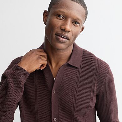 Men's Apt. 9® Diagonal Stitch Full-Button Sweater