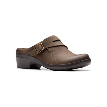Clarks® Angie Braley Women's Leather Mule with Buckle Detail