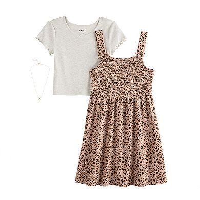 Girls 7-16 Limited Too Smocked Top, Slip Dress, & Necklace Set