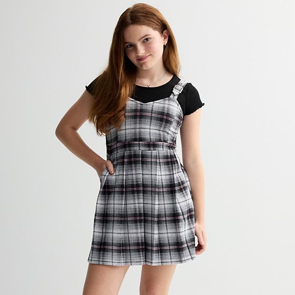 Girls 7-16 Limited Too Buckle Straps Jumper Dress & Tee 2-pc