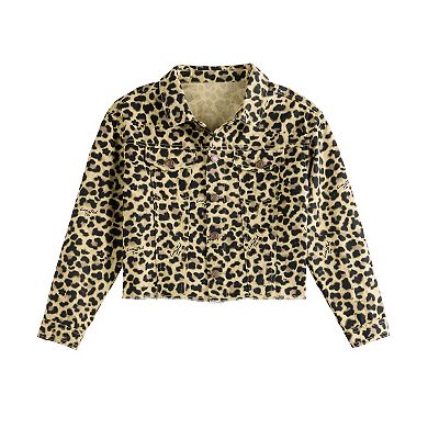 Girls 7-18 Limited Too Cheetah Denim Jacket