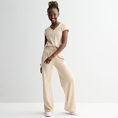 Girls 7-16 Limited Too Ribbed Shirt Sleeve Top & Wide Leg Lounge Pants Set