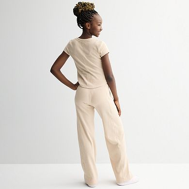 Girls 7-16 Limited Too Ribbed Shirt Sleeve Top & Wide Leg Lounge Pants Set