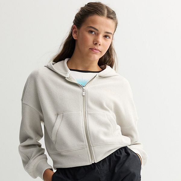 トップス GuruGuru Zip Hoodie (Light Gray) L Girls 7-16 Limited Too Ribbed Full-Zip Hoodie