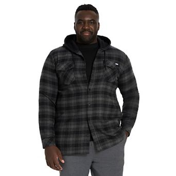 Big & Tall Hurley Long Sleeve Hooded Button-Up Plaid Shirt