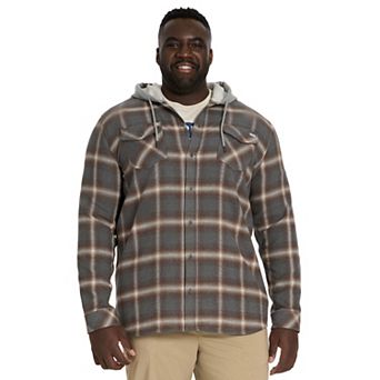 Big & Tall Hurley Long Sleeve Hooded Button-Up Plaid Shirt