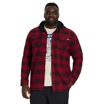 Big & Tall Hurley Long Sleeve Hooded Button-Up Plaid Shirt