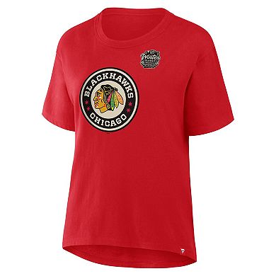 Women's Fanatics Athletic Red Chicago Blackhawks 2025 Winter Classic Primary Logo T-Shirt