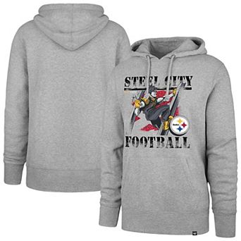 Men's '47 Gray Pittsburgh Steelers Regional Headline Pullover Hoodie