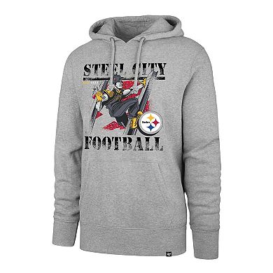 Men's '47 Gray Pittsburgh Steelers Regional Headline Pullover Hoodie