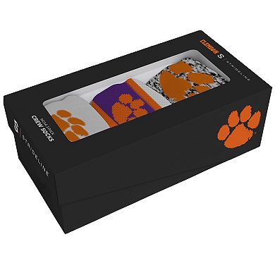 Unisex Strideline White Clemson Tigers Premium Knit Crew Socks Three-Pack