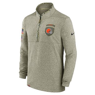 Men's Nike Olive Cleveland Browns Salute to Service Quarter-Zip Top