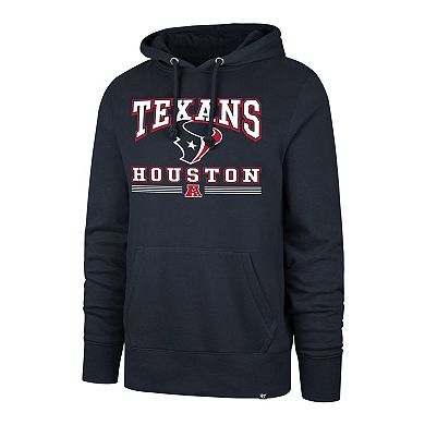 Men's '47 Navy Houston Texans Packed House Headline Pullover Hoodie