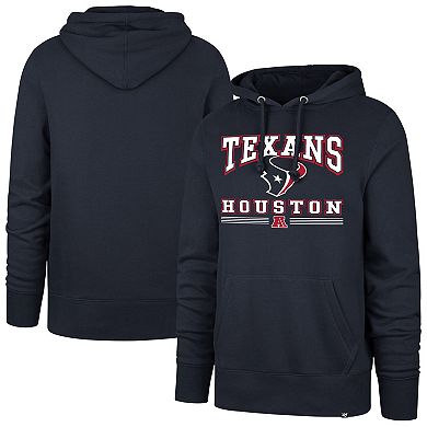 Men's '47 Navy Houston Texans Packed House Headline Pullover Hoodie