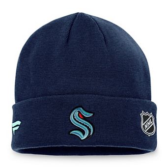 Men's��Fanatics Deep Sea Blue Seattle Kraken Game & Train Cuffed Knit Hat