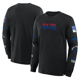 Men's Fanatics Black New York Rangers Boxed In Legacy Long Sleeve T-Shirt