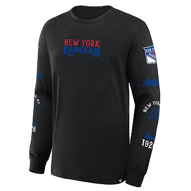 Men's Fanatics Black New York Rangers Boxed In Legacy Long Sleeve T-Shirt
