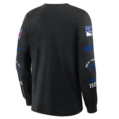 Men's Fanatics Black New York Rangers Boxed In Legacy Long Sleeve T-Shirt