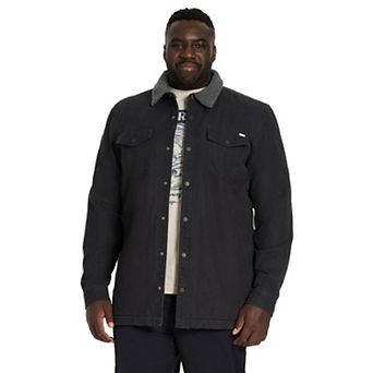 Big & Tall Hurley Canvas Shacket With Sherpa Collar