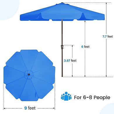Serwall 9ft Market Patio Umbrella with Sagging Edge,Crank & Tilt
