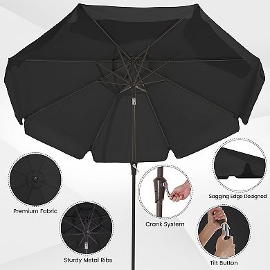 Serwall 9ft Market Patio Umbrella with Sagging Edge,Crank & Tilt