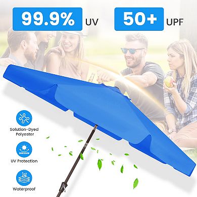 Serwall 9ft Market Patio Umbrella with Sagging Edge,Crank & Tilt