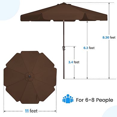 11ft Valance No Tilt Patio Market Umbrella with Crank