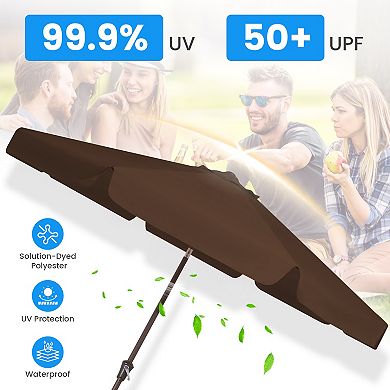 11ft Valance No Tilt Patio Market Umbrella with Crank