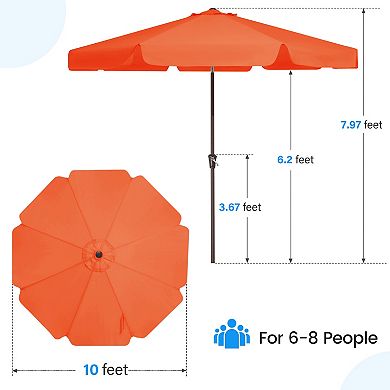 10ft Patio Market Umbrella with Tilt Sagging Edge,Crank & Push-button Tilt