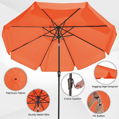 10ft Patio Market Umbrella with Tilt Sagging Edge,Crank & Push-button Tilt