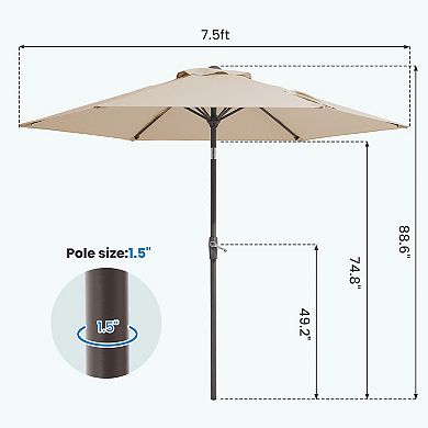 Serwall 7.5-ft Patio Market Umbrella with Crank & Tilt