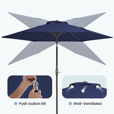 4 piece patio set with umbrella Walsunny 6 Piece Patio Furniture Set with Umbrella, Outdoor Patio Dining  Set with 4 Folding Chairs and Tempered Glass Dining Table, Dark Blue