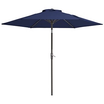 7.5-ft Navy Patio Market Umbrella with Crank & Push-button Tilt