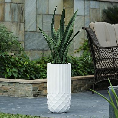 LuxenHome 18.9in. H Tall White MgO Planter