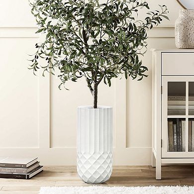 LuxenHome 18.9in. H Tall White MgO Planter