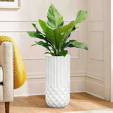 LuxenHome 18.9in. H Tall White MgO Planter