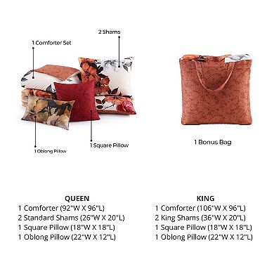 Bebejan Carnelian Flora 5 Piece Reversible Comforter Set