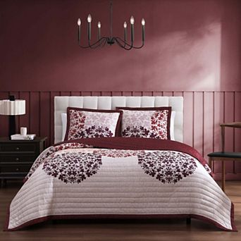 Bebejan Rosewood Harmony 3 pc Reversible Quilted Coverlet Set