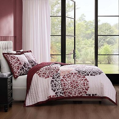 Bebejan Rosewood Harmony 3 Piece Reversible Quilted Coverlet Set