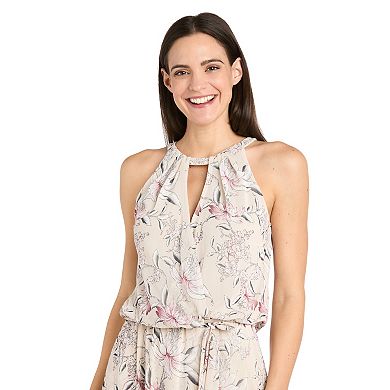 Women's R&M Richards Puff Print Power Mesh Blouson Midi Dress