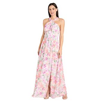 Women's R&M Richards Chiffon Crisscross Halter Maxi Dress