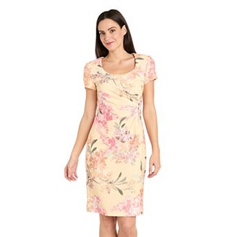 Women's R&M Richards Short Sleeve Pleated Side Sheath Dress