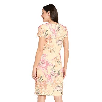 Women's R&M Richards Short Sleeve Pleated Side Sheath Dress