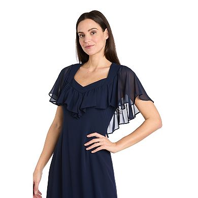 Women's R&M Richards Tea Length Capelet & Shirred Skirt Dress