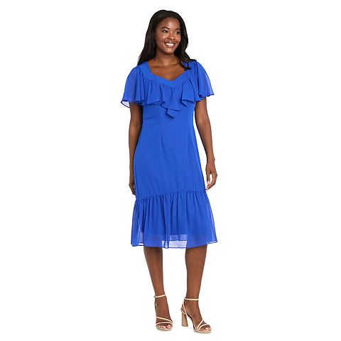 Женские платья R&M Women's R&M Richards Tea Length Capelet & Shirred Skirt Dress